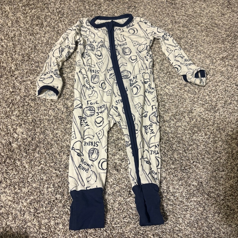 Harp Angel size 6-9M baseball pajama romper bamboo